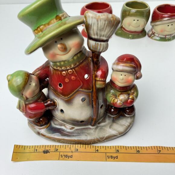 Yankee Candle Snowmen Kids Candle Holder by Ronnie Walter w/ 3 Matching Minis - Picture 12 of 15